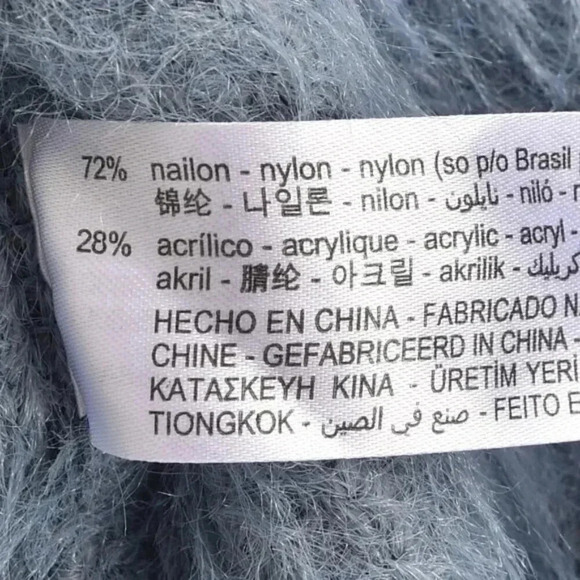 Zara Soft Fuzzy Cropped Cardigan Open front Long Sleeve  Blue Size Medium - Picture 9 of 10